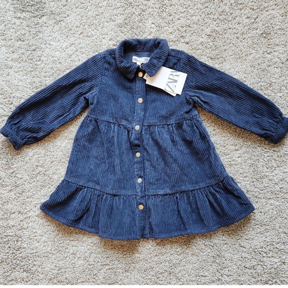 Zara Navy Corduroy Baby Dress